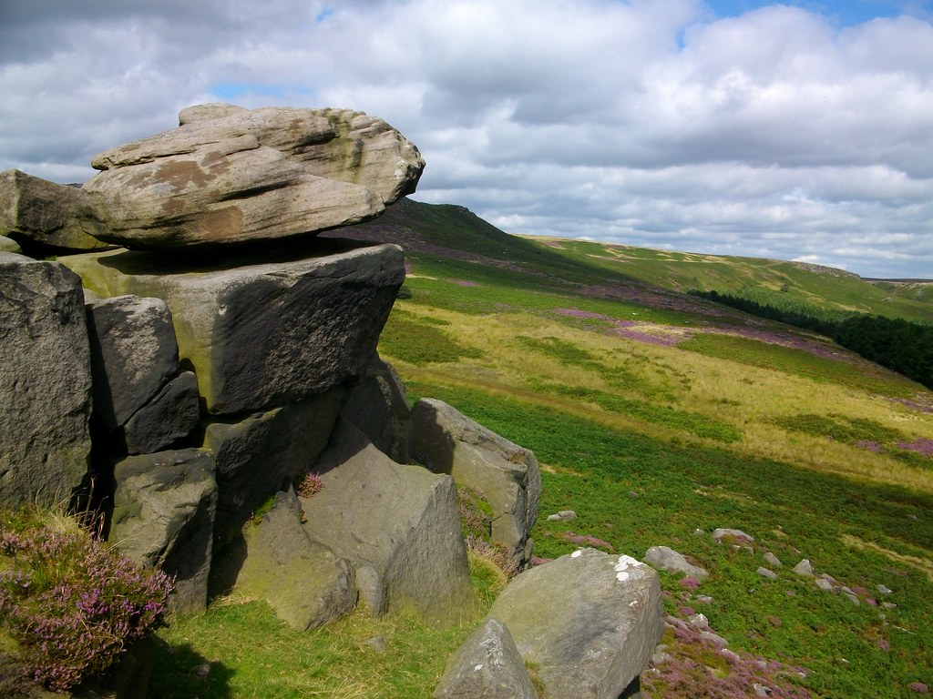 Yorkshire landscape with rocks in the foreground